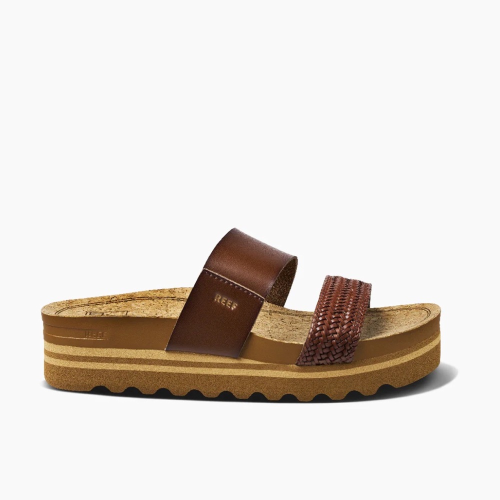REEF Women's Cushion Vista Hi Sandal in Chocolate Braid NWB